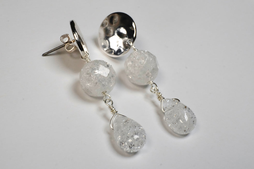 White crystal rock earrings