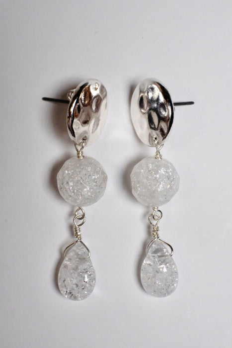 White crystal rock earrings